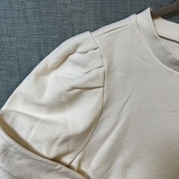 LOFT Cream Puff Sleeve Sweatshirt Romantic Cottagecore Statement Sleeve Pullover - Picture 5 of 12